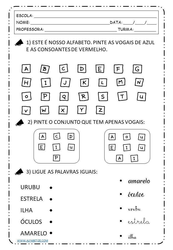 Avaliação de matemática 1º Ano EF - 3º bimestre