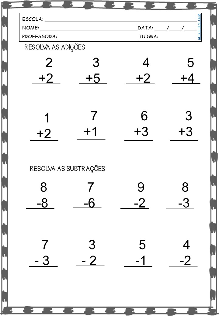 Avaliação de matemática 1º Ano EF - 3º bimestre