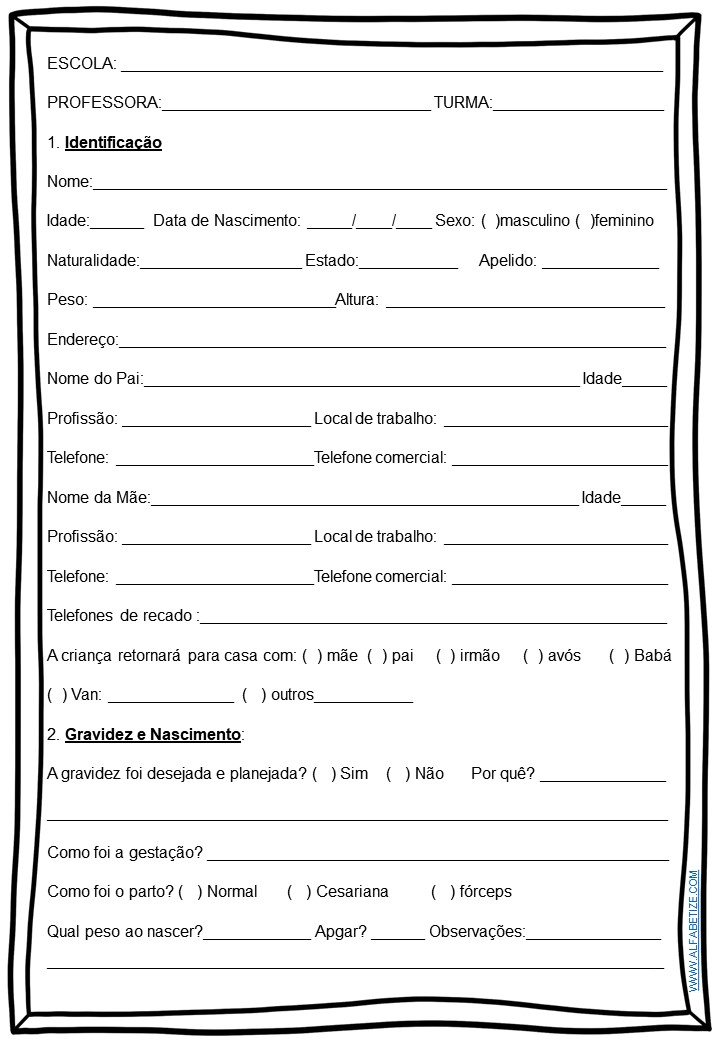 Anamnese Infantil Word, PDF, Parto